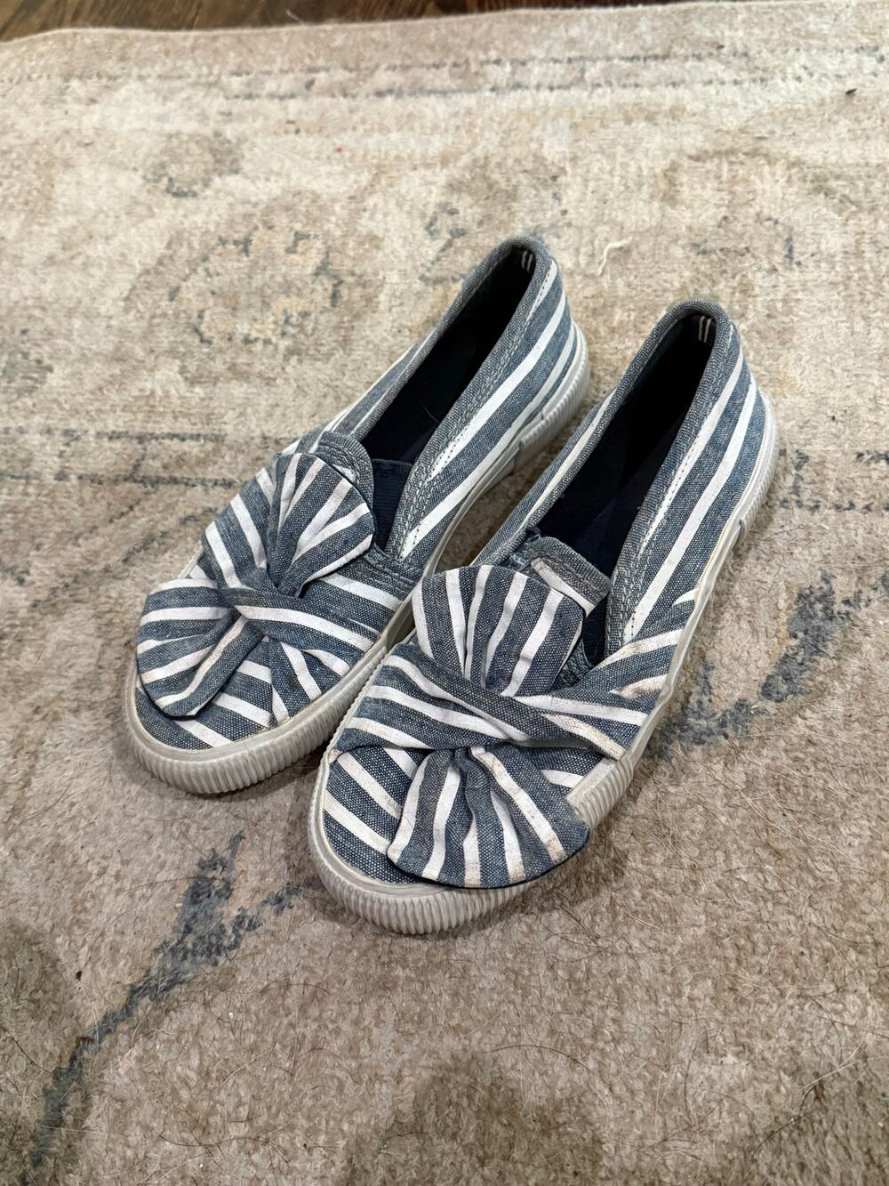 Nautica Blue White Striped Canvas Slip-On Shoes - Womens Size 6